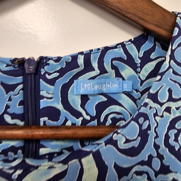 J McLaughlin Catalina Cloth Faux Wrap Side Tie Blue Sleeveless Dress Size Small - Picture 3 of 7